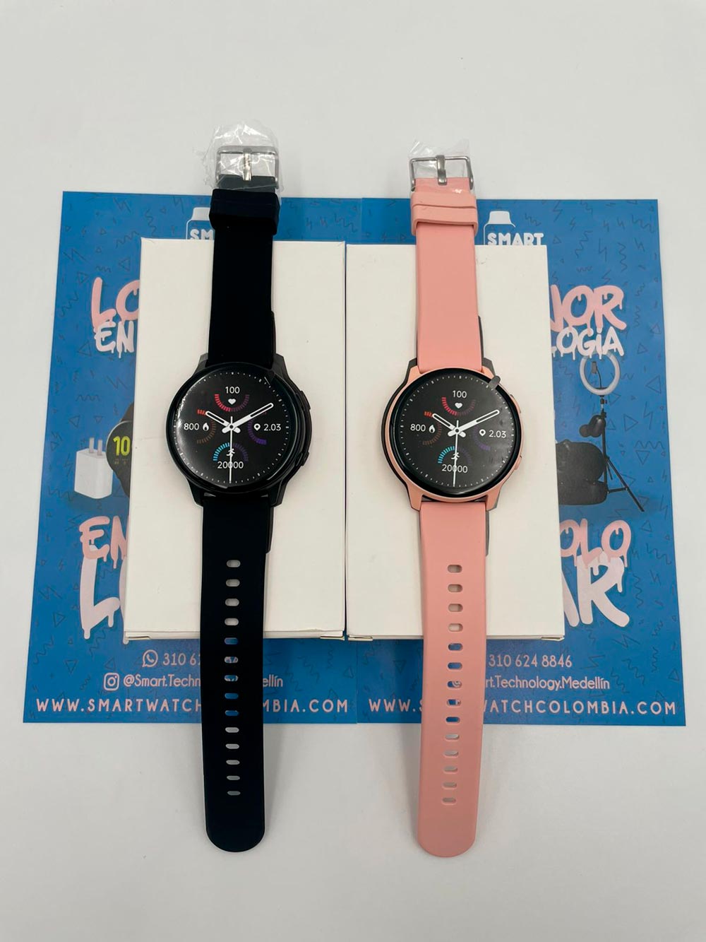 PROMOCIÓN SMARTWATCH REDONDO Mx1 NEGRO y ROSADO x2 